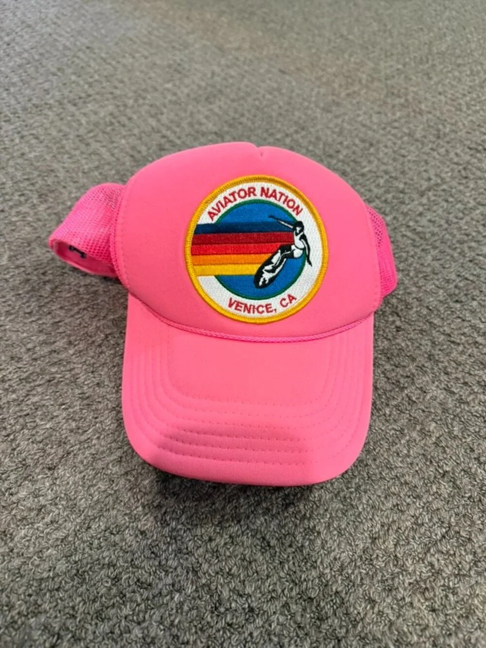 Aviator Nation Venice Nylon Trucker Hat Neon Pink